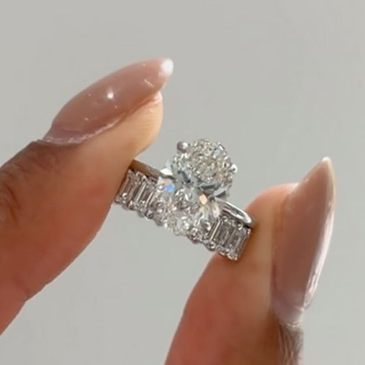 4.5Ct Oval & 2.5Ct Emerald Cut Diamond Ring