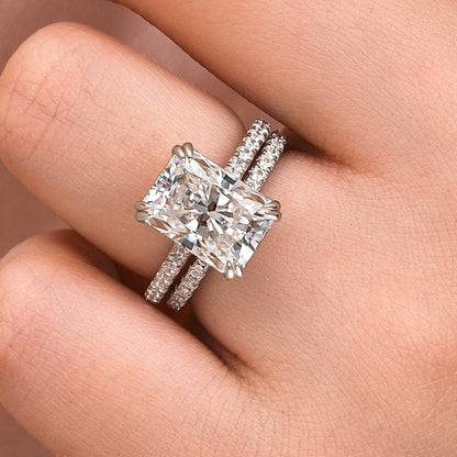 Women's 4.5Ct Radiant Cut Moissanite Wedding Ring in White Gold