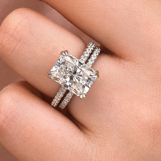 Women's 4.5Ct Radiant Cut Moissanite Wedding Ring in White Gold