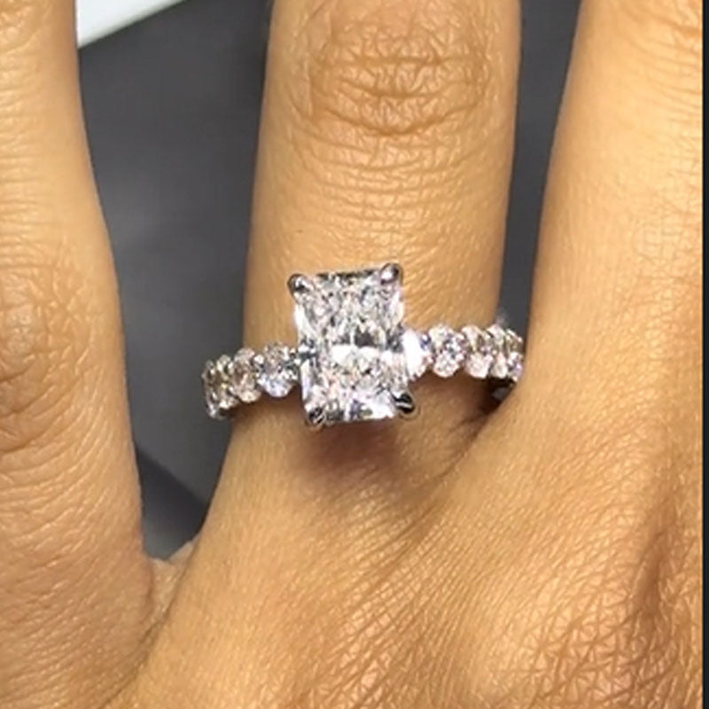 7 Carat Radiant Cut Engagement Ring Yellow Gold Plated