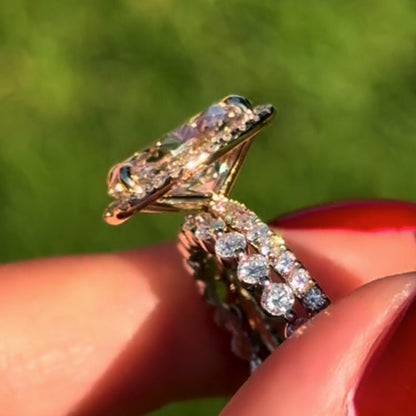 4Ct Oval Halo Simulated Diamond Bridal Set 18K Gold