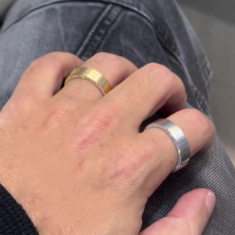925 Silver Two-Tone 6mm Wide Diamond Wedding Band