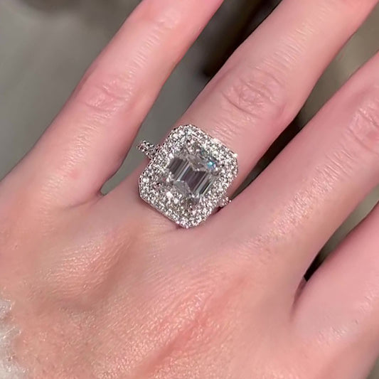 3.0 Carat Emerald Cut Halo Engagement Ring