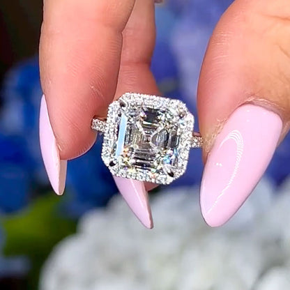 3.0 Carat Asscher Cut Diamond Halo Ring
