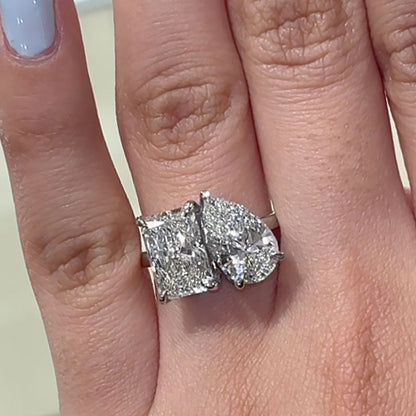 3Ct Radiant & 1.8Ct Pear Cut Diamond Set 925 Silver