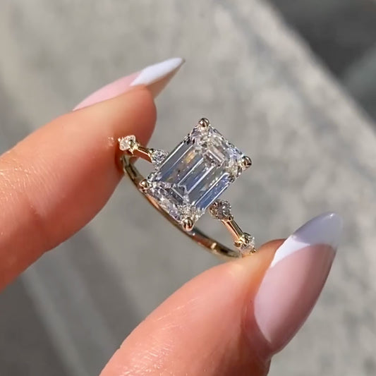 3.0 Carat Emerald Cut Diamond Halo Ring