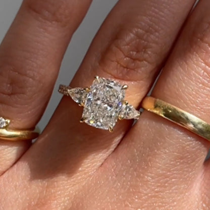 4.0ct Cushion Cut with Pear Side Stones Ring