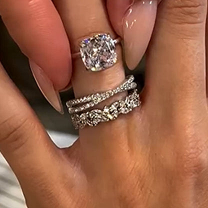 3Ct Cushion Cut Simulated Diamond Stackable Ring Set