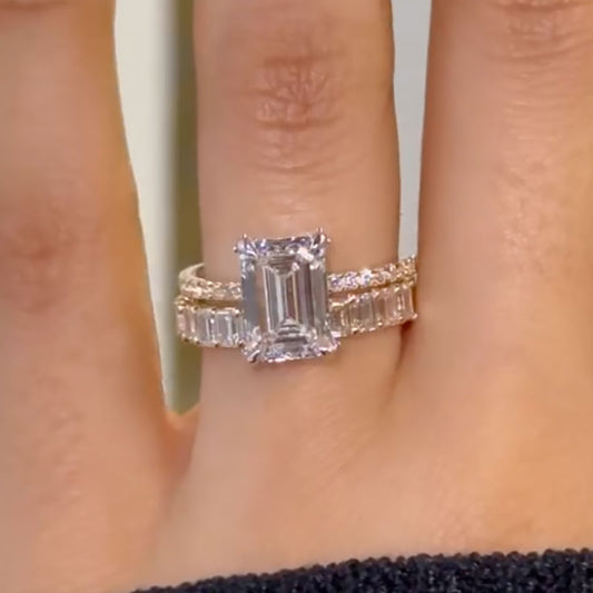 3.5CT Emerald Cut White Sapphire with 2.5CT Band