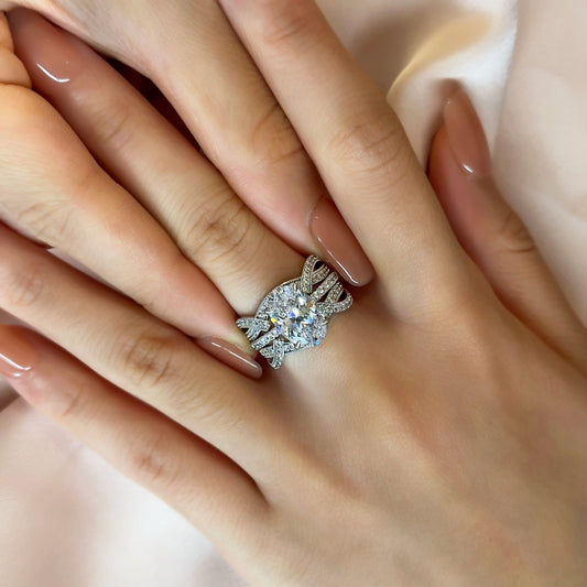 4Ct Oval Diamond Ring with 1Ct Round Band