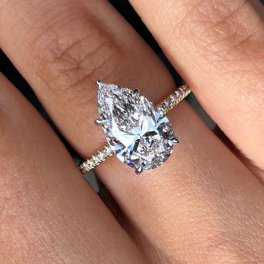 2.5ct Pear Cut Halo Ring in Sterling Silver