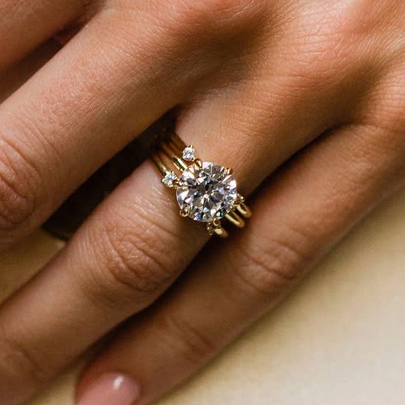 Classic 2.0Ct Round Bridal Set | Open Band Design