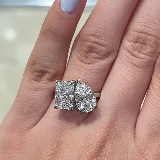 3Ct Radiant & 1.8Ct Pear Cut Diamond Set 925 Silver