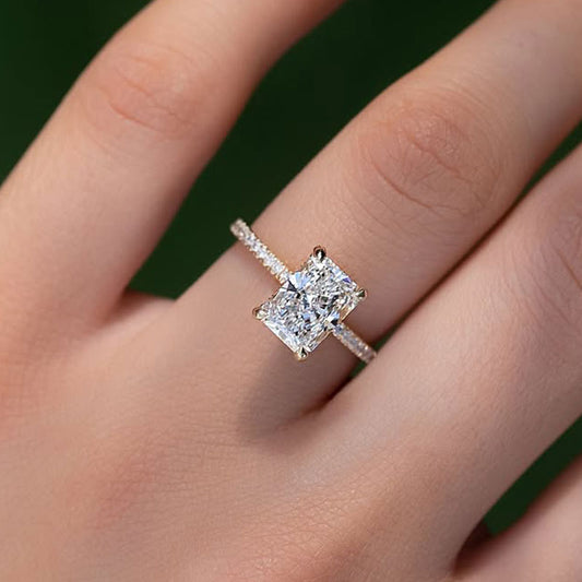2.0 Carat Radiant Sona Diamond Rose Gold-Plated Sterling Silver Engagement Ring