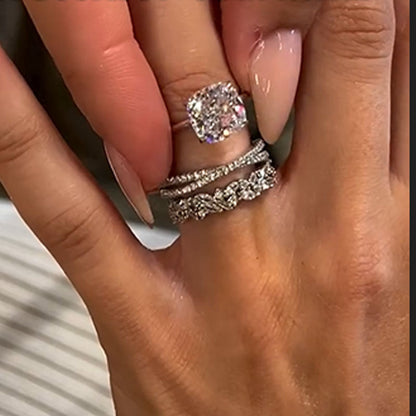 3Ct Cushion Cut Simulated Diamond Stackable Ring Set