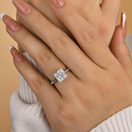 3Ct Princess Cut Engagement Ring 925 Silver White Gold