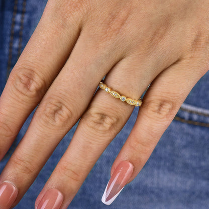 925 Silver Tri-Tone 0.5ct Sona Diamond Wedding Band