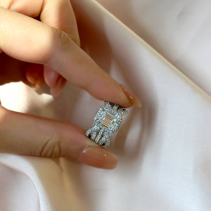 3Ct Emerald Cut Diamond Ring with 1Ct Band