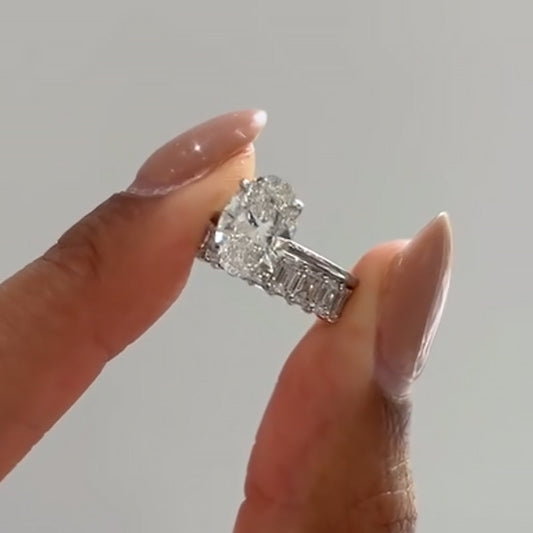 4.5Ct Oval & 2.5Ct Emerald Cut Diamond Ring