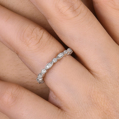 925 Silver Tri-Tone 0.5ct Sona Diamond Wedding Band