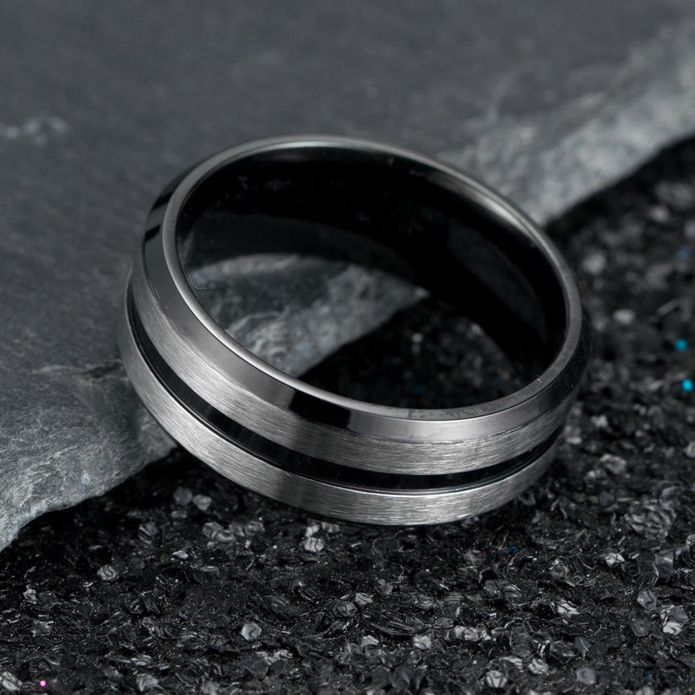 Stainless Steel Black/Blue Two-Tone Men's Wedding Band