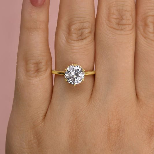 2.0ct Round Moissanite Gold Engagement Ring