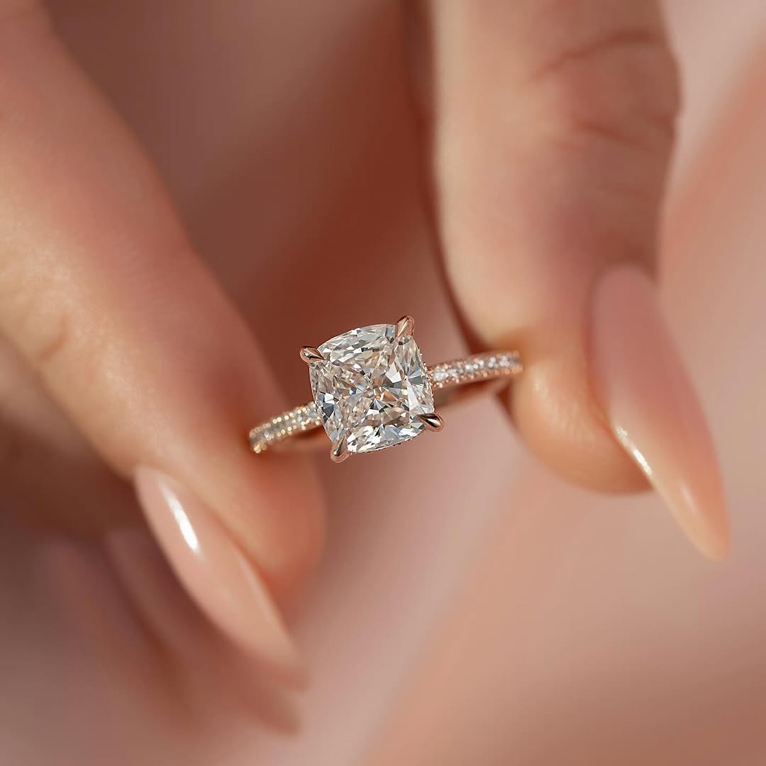 3Ct Cushion Simulated Diamond Ring 925 Silver Rhodium Plated