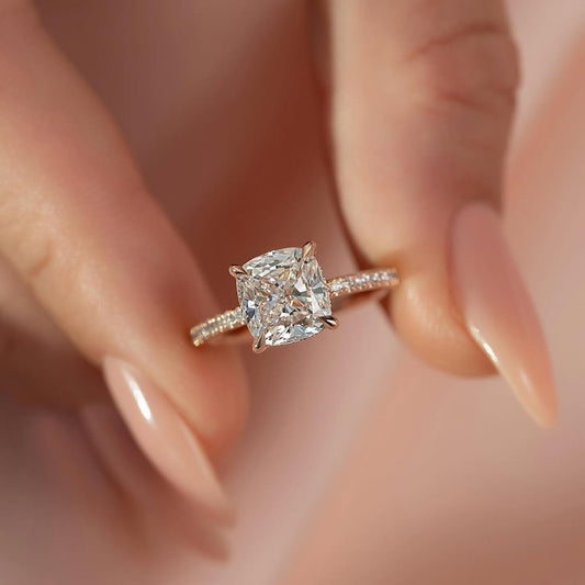 3Ct Cushion Simulated Diamond Ring 925 Silver Rhodium Plated