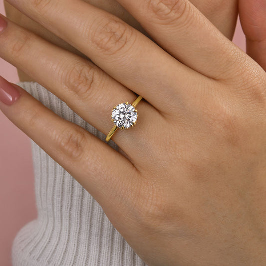 2.0ct Round Moissanite Gold Engagement Ring