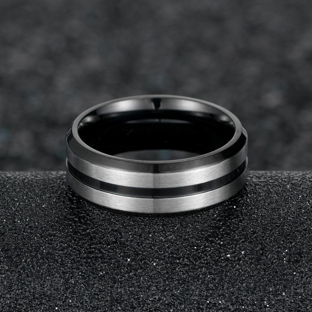 Stainless Steel Black/Blue Two-Tone Men's Wedding Band