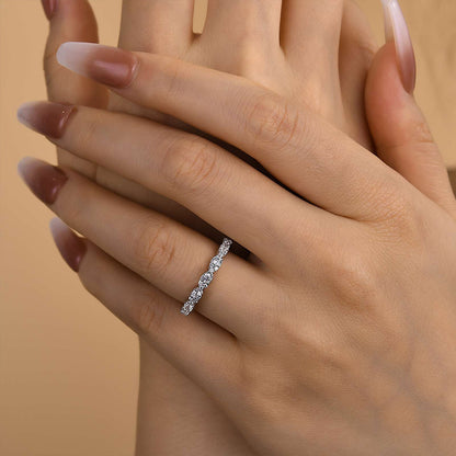 925 Silver Rose & White Gold 1ct Diamond Wedding Band