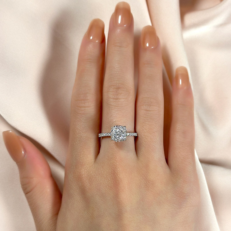 3Ct Cushion Simulated Diamond Ring 925 Silver Rhodium Plated