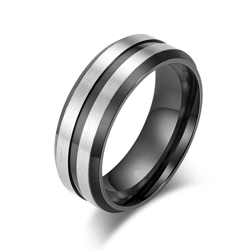 Stainless Steel Black/Blue Two-Tone Men's Wedding Band