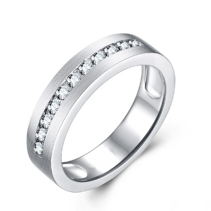 925 Silver White Gold Plated 1ct Full Eternity Men's Wedding Band
