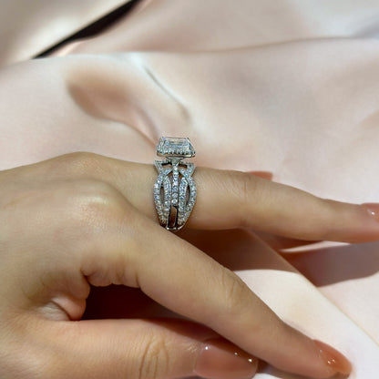 3Ct Emerald Cut Diamond Ring with 1Ct Band