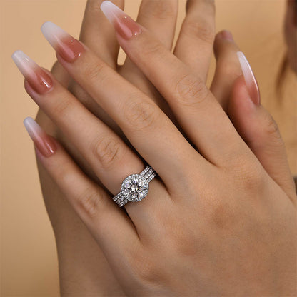 2Ct Round Sona Diamond Halo Ring 18K White Gold