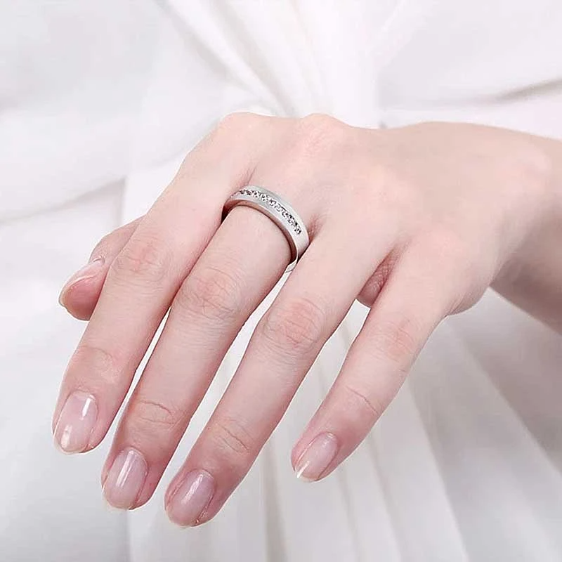 925 Silver White Gold Plated 1ct Full Eternity Men's Wedding Band