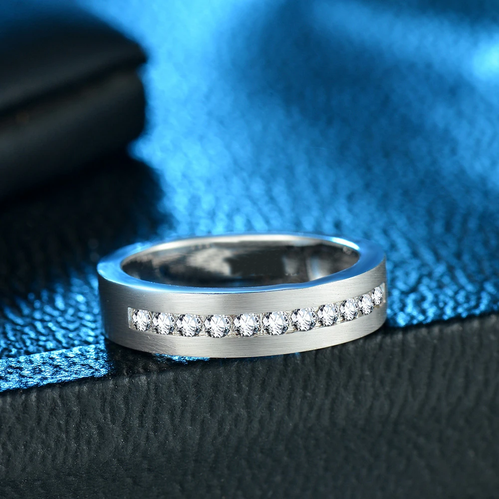 925 Silver White Gold Plated 1ct Full Eternity Men's Wedding Band