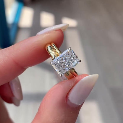 45 Carat Radiant Cut Simulated Diamond Ring 18K Gold Plated