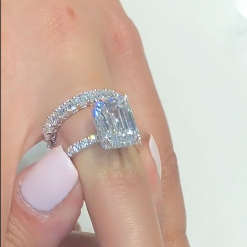 3.5CT Emerald Cut White Sapphire with 2.5CT Band