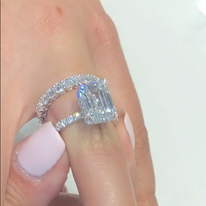 3.5CT Emerald Cut White Sapphire with 2.5CT Band
