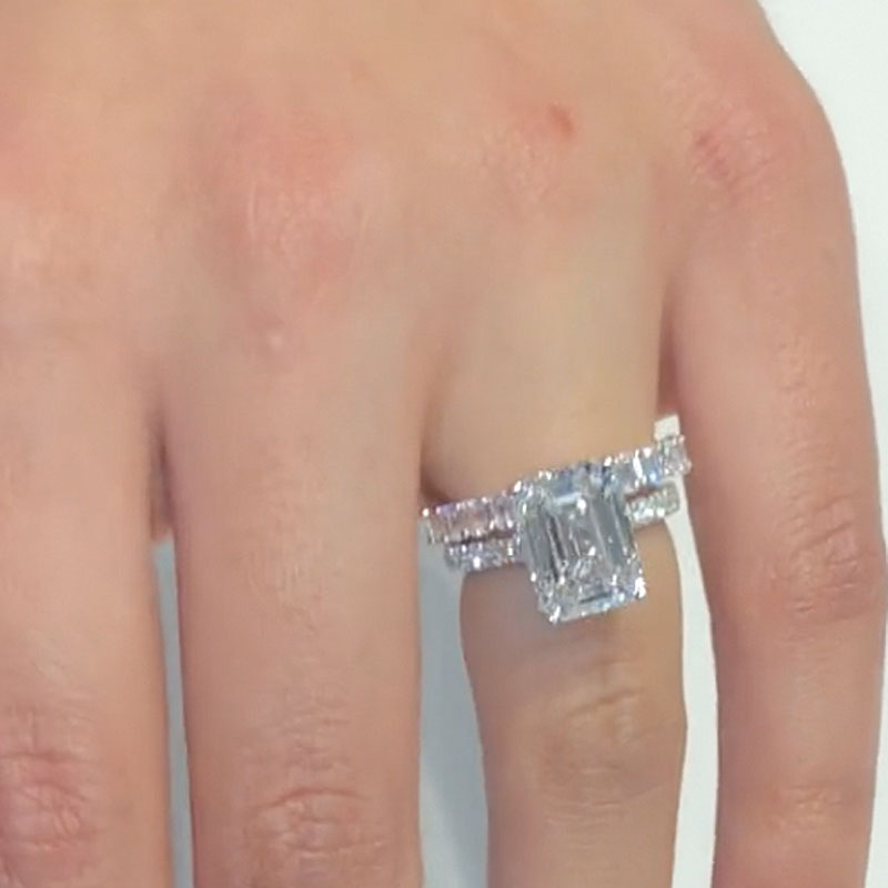 3.5CT Emerald Cut White Sapphire with 2.5CT Band