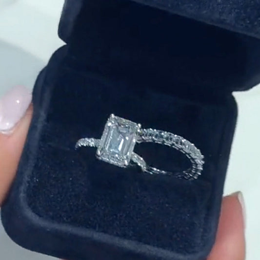3.5CT Emerald Cut White Sapphire with 2.5CT Band