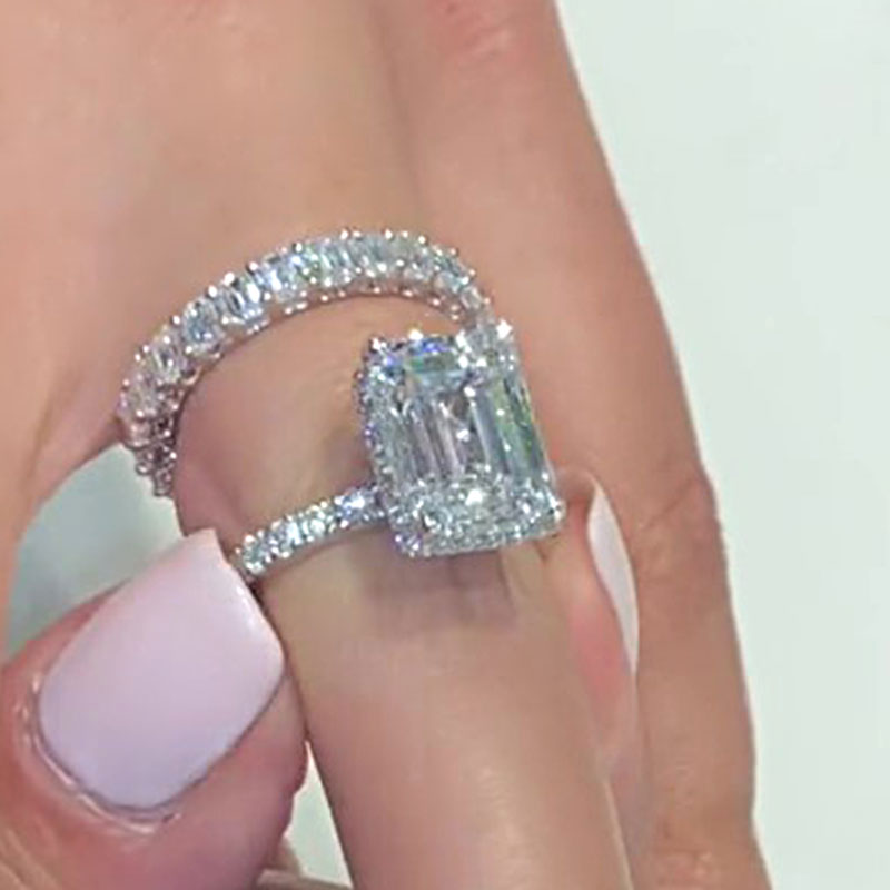 3.5CT Emerald Cut White Sapphire with 2.5CT Band