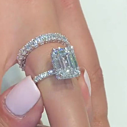 3.5CT Emerald Cut White Sapphire with 2.5CT Band