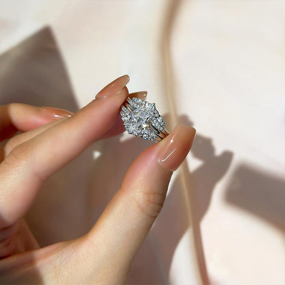 Vintage Pear Cut Wedding Ring Set for Women in Sterling