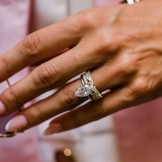 4 Carat Pear Cut Simulated Diamond Ring 18K Gold Plated