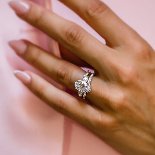 40CT Oval Cut Diamond Ring Platinum Plated 925 Silver 18K White Gold