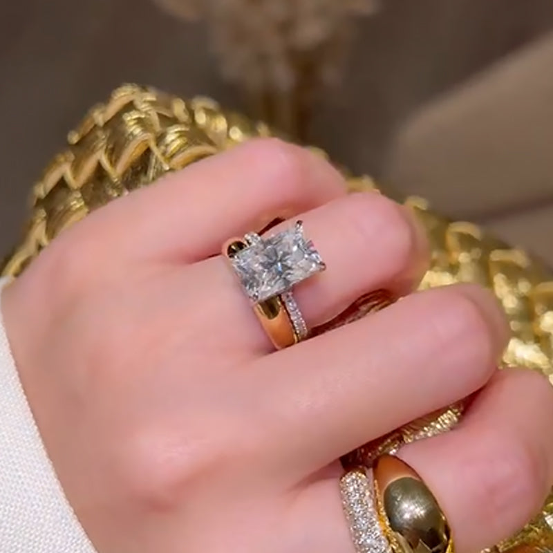 35 Carat Radiant Cut Moissanite Ring Two-Tone Gold