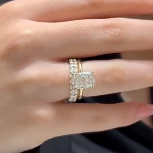 5.5Ct Cushion Diamond Ring with Oval Eternity Band
